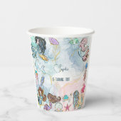 Onder zee Mermaids kinderen jarig Papieren Bekers (Achterkant)