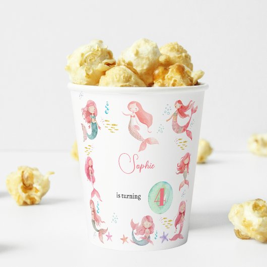 Onder zee Mermaids kinderen jarig Papieren Bekers
