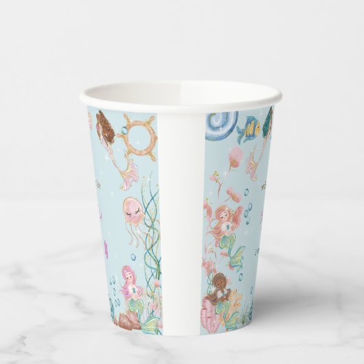 Onder zee Mermaids kinderen jarig Papieren Bekers (Links)
