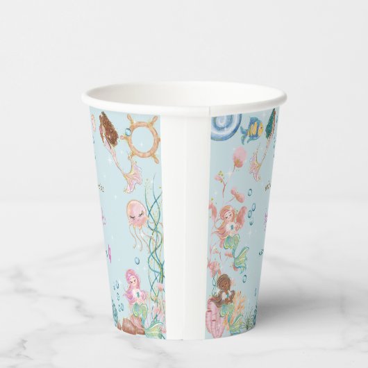 Onder zee Mermaids kinderen jarig Papieren Bekers (Rechts)