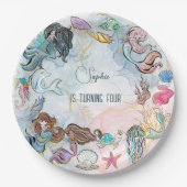 Onder zee Mermaids kinderen jarig Papieren Bordje (Voorkant)