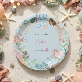 Onder zee Mermaids kinderen jarig Papieren Bordje