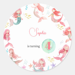 Onder zee Mermaids kinderen jarig Ronde Sticker