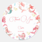 Onder zee Mermaids kinderen jarig Ronde Sticker (Voorkant)