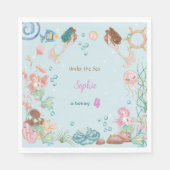 Onder zee Mermaids kinderen jarig Servet (Voorkant)