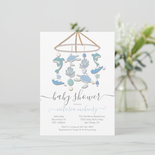 Onder Zee Mobile Baby shower Invitation Kaart (Staand voorkant)
