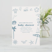 Onder Zee Moderne Baby Shower Uitnodiging (Staand voorkant)