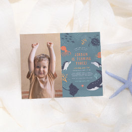 Onder Zee Nautical Boy Foto Birthday Party Briefkaart