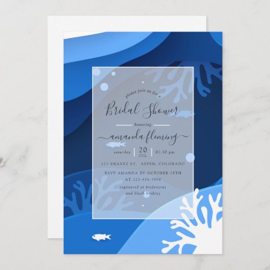 Onder Zee Nautical Bridal Shower Invitation Kaart (Voorkant / Achterkant)