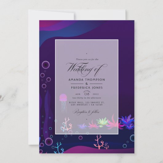 Onder Zee Nautical Wedding Photo Invitation Kaart (Voorkant)