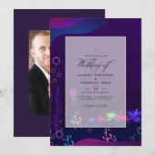 Onder Zee Nautical Wedding Photo Invitation Kaart (Voorkant / Achterkant)