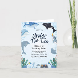 Onder Zee Nautilus Haaien Verjaardagskaart Vouwkaa Aankondiging