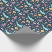 onder zee oceaandieren octopus vis walvis cadeaupapier (Hoek)