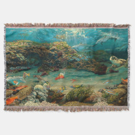 Onder zee-/oceaandolfijnen/zee schildpad/karton deken