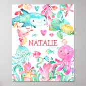 Onder Zee Ocean Personalized Nursery Print (Voorkant)