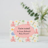 Onder Zee Octopus Baby shower Uitnodiging Briefkaa (Staand voorkant)
