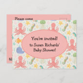 Onder Zee Octopus Baby shower Uitnodiging Briefkaa (Voorkant / Achterkant)