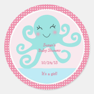 Onder Zee/Octopus Stickers/Cupcake Toppers Ronde Sticker