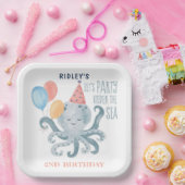 Onder Zee Octopus Waterverf Birthday Papieren Bordje (Feest)
