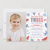 Onder Zee of Nautical 3rd Birthday Party Photo Kaart (Voorkant)