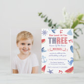 Onder Zee of Nautical 3rd Birthday Party Photo Kaart (Staand voorkant)