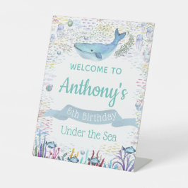 Onder Zee om het even welke Age Birthday Welkom Reclamebord Met Voetstuk