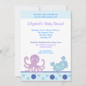 Onder Zee Paarse Octopus & Crab 5x7 Uitnodiging (Voorkant)