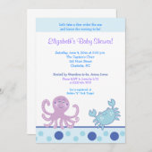 Onder Zee Paarse Octopus & Crab 5x7 Uitnodiging (Voorkant / Achterkant)