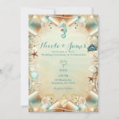 Onder Zee Pearls Ribbon Wedding Kaart (Voorkant)