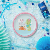 Onder Zee Pink Seahorse Crab Paper Bord (Feest)