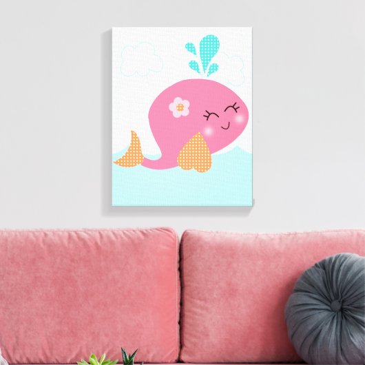 Onder Zee/Roze walviscanvas Canvas Afdruk (Insitu (Woonkamer))