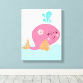 Onder Zee/Roze walviscanvas Canvas Afdruk (Insitu (Houten vloer))