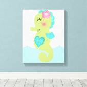 Onder Zee/Roze walviscanvas Canvas Afdruk (Insitu (Houten vloer))