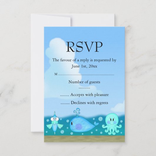 Onder Zee RSVP Kaartje (Voorkant)