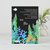 *~* Onder Zee RSVP - QR AR7 Coral WEDDING Kaart (Staand voorkant)