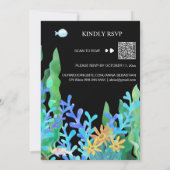 *~* Onder Zee RSVP - QR AR7 Coral WEDDING Kaart (Achterkant)