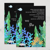 *~* Onder Zee RSVP - QR AR7 Coral WEDDING Kaart (Voorkant / Achterkant)