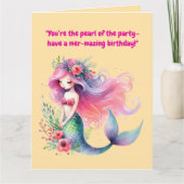 Onder Zee Schattige Zeemeermin Verjaardag Foto Gro Kaart (Voorkant)