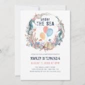 Onder Zee Seahorse Seashell Starfish Birthday Kaart (Voorkant)