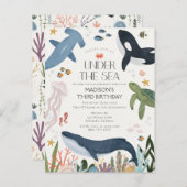 Onder Zee Sekseneutrale Verjaardagsuitnodiging Briefkaart (Voorkant / Achterkant)