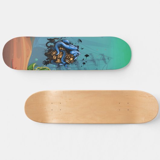 Onder Zee Treasure Hunter Diver Octopus Attack Persoonlijk Skateboard (Horizontaal)