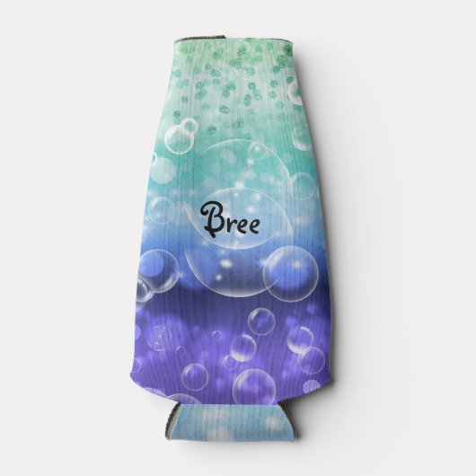 Onder Zee Tropische Oceaan Glitter Bubbles Flesjeskoeler (Voorkant)