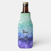 Onder Zee Tropische Oceaan Glitter Bubbles Flesjeskoeler (Fles Voorkant)