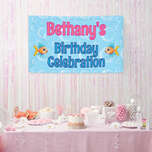 Onder Zee Vis Custom Verjaardag Spandoek (Feest)