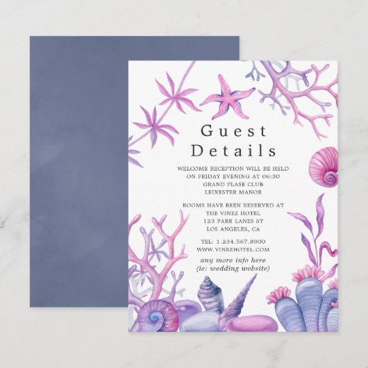 Onder Zee Wedding Guest — Gegevens Informatiekaartje (Voorkant / Achterkant)