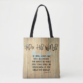 Onder Zijn Vleugels Quote met Feather & Bijbel Ver Tote Bag (Voorkant)