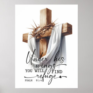 Onder Zijn Vleugels Schriftuur Kunst – Psalm 91:4  Poster