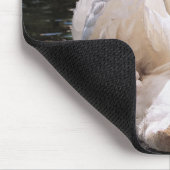 Onder Zijn Wings-zwaan met cygnet-Poster Muismat (Hoek)