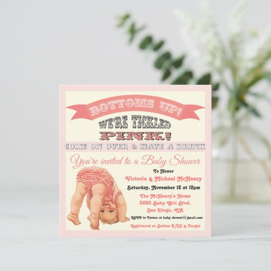 Onderaan de  babymeisjesshow kaart (Staand voorkant)