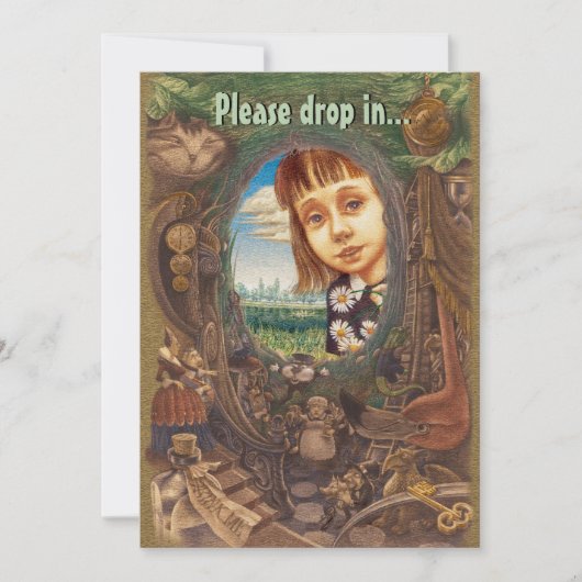 Onderaan de konijnenhol-uitnodiging (Voorkant)